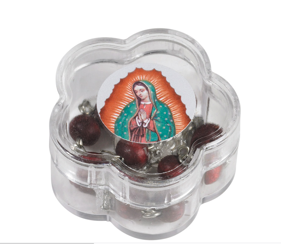Rosario de Nuestra Señora de Guadalupe Rosa Perfumado Decenario con Estuche