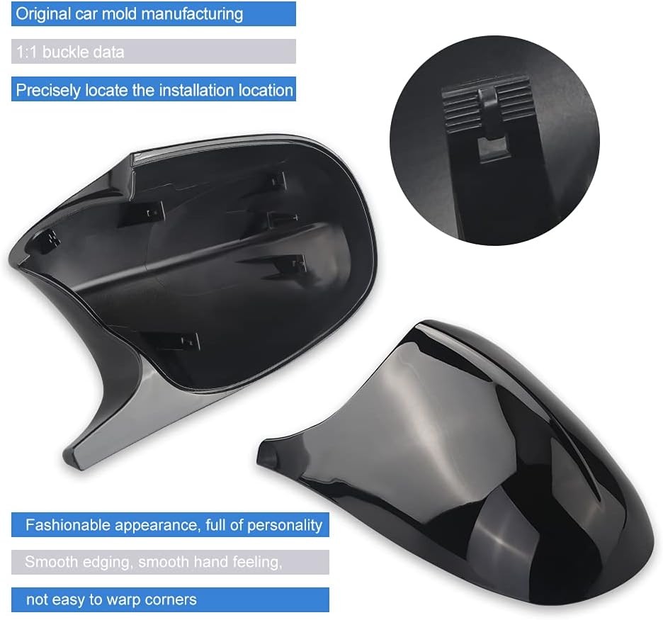 Gloss Black M3 Style Wing Mirror Cover Cap for BMW E90 E91 E92 E93 E87 E81 2PCS