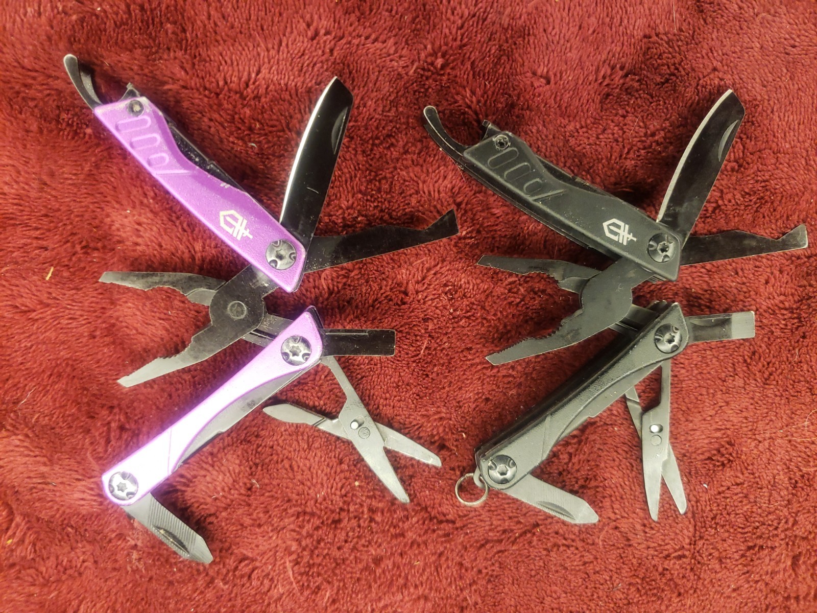Lot of 2 Gerber Multi Tool Dime multiplier Black & Purple