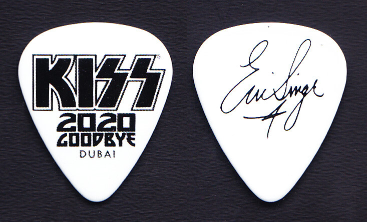 KISS Eric Singer Signature 2020 Goodbye White/Blk Guitar Pick 2021 Dubai Concert