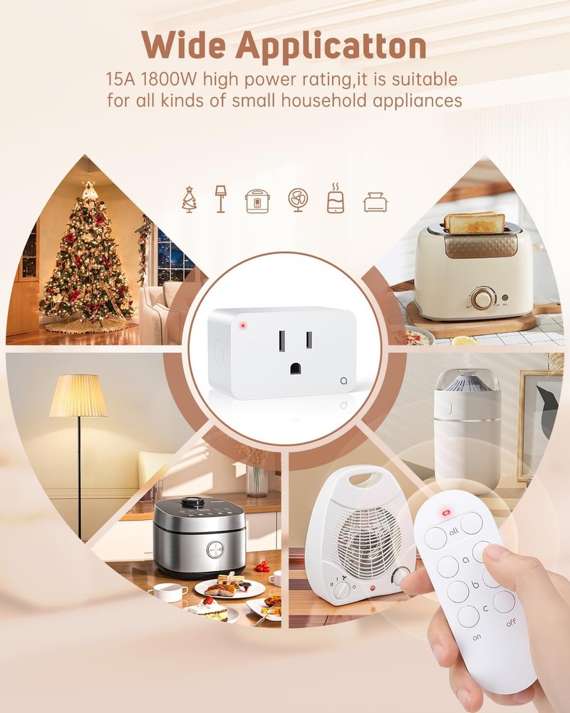 3 Pack Remote Control Outlet Plug Kit, 15A, 100ft Range, FCC Listed