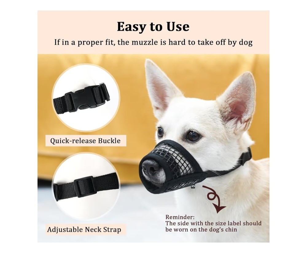Dog Muzzle Soft Mesh Breathable for Small Medium Large Dogs, Biting Chewing G...
