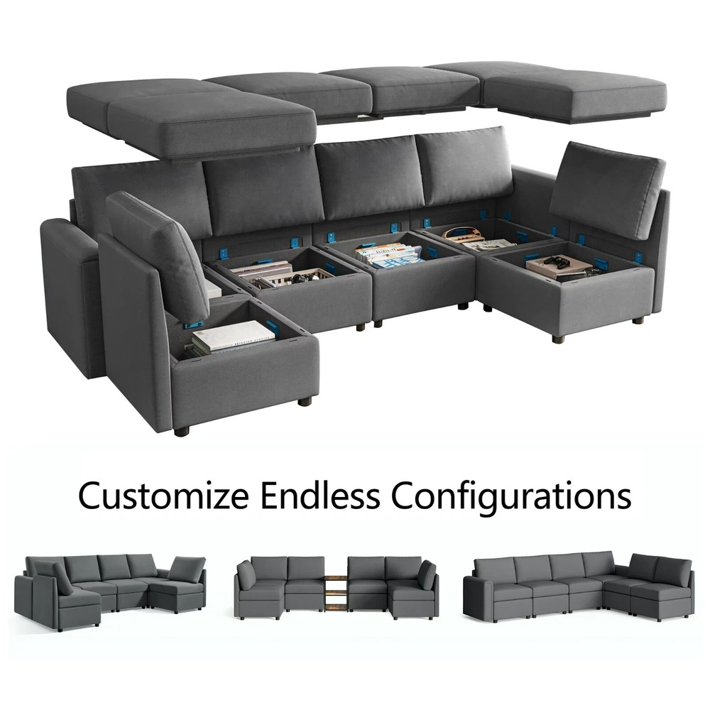 LINSY HOME Modular u shaped couch reversible chaises