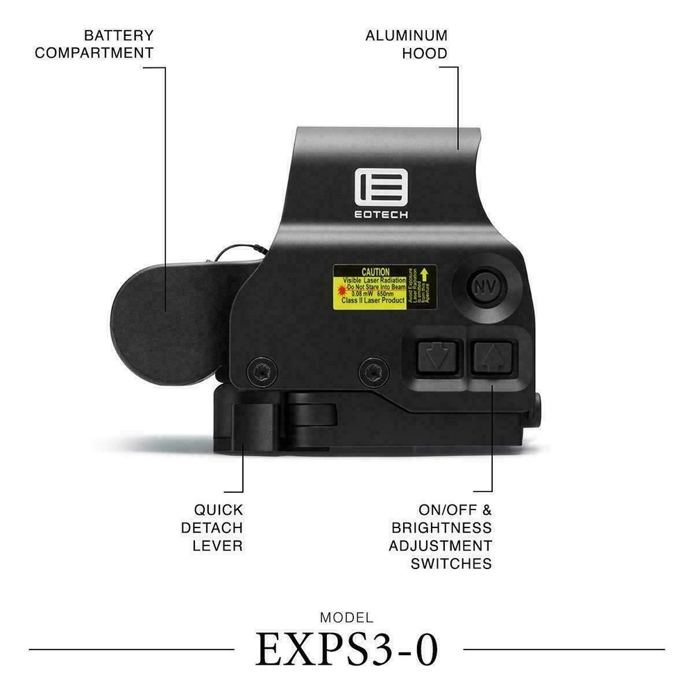 NEW EOTECH EXPS3-0 BLACK HOLOGRAPHIC WEAPON SIGHT 68 MOA RING 1 MOA DOT