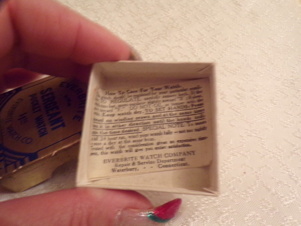 VTG Everbrite Sergeant Pocket Watch Box Only