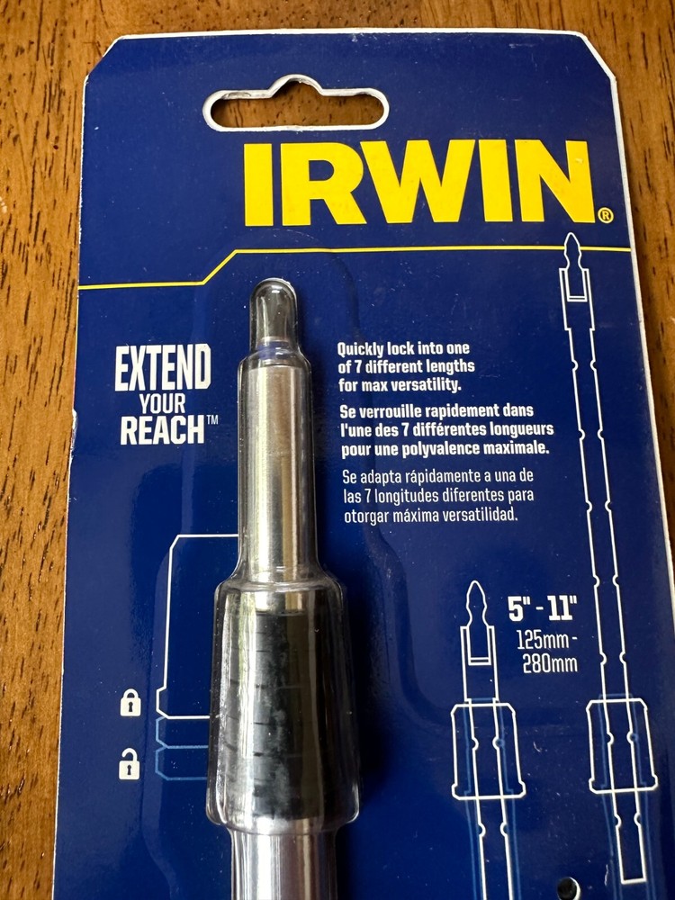 Irwin Tools 1948779 Extending Screwdriver with 5 Impact Bits New