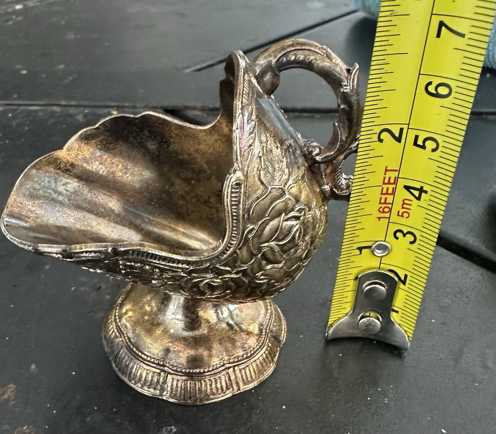 Vintage Silver Plated Sugar Scuttle Rose Pattern Embossed Silver Plated