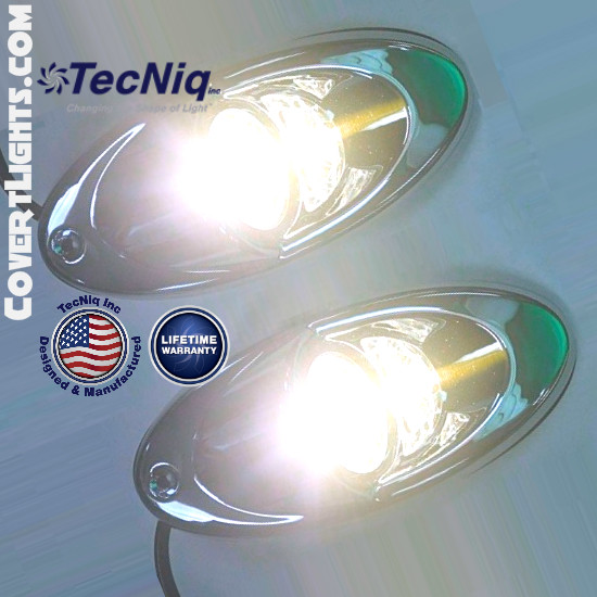 1 PAIR Marine Boat LED Recessed Mount High Output Docking Light 2000 Lumens Each