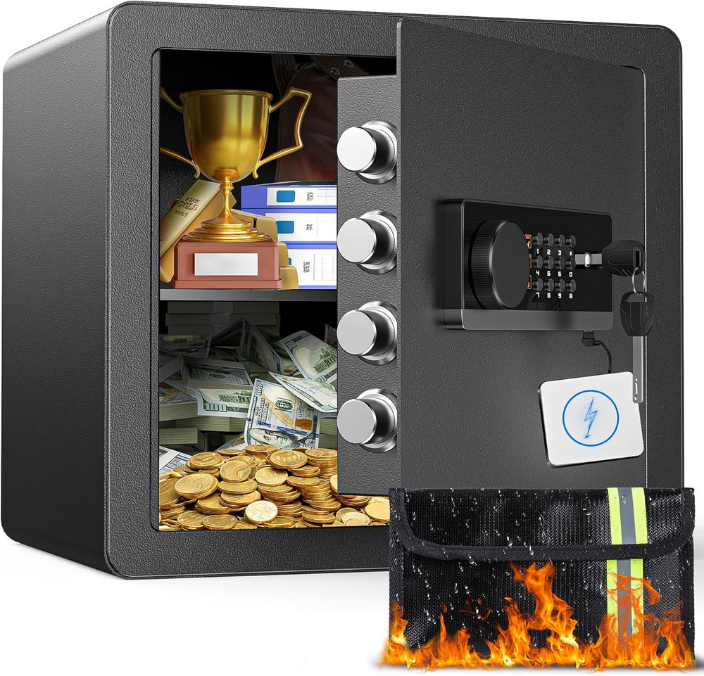 Fireproof Waterproof Safe Box with Digital Keypad & Adjustable Shelf, 1.4 Cu Ft