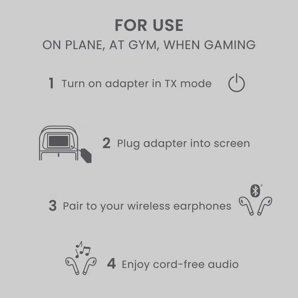 Travel Smart Wireless Headphone Bluetooth Adapter - Black