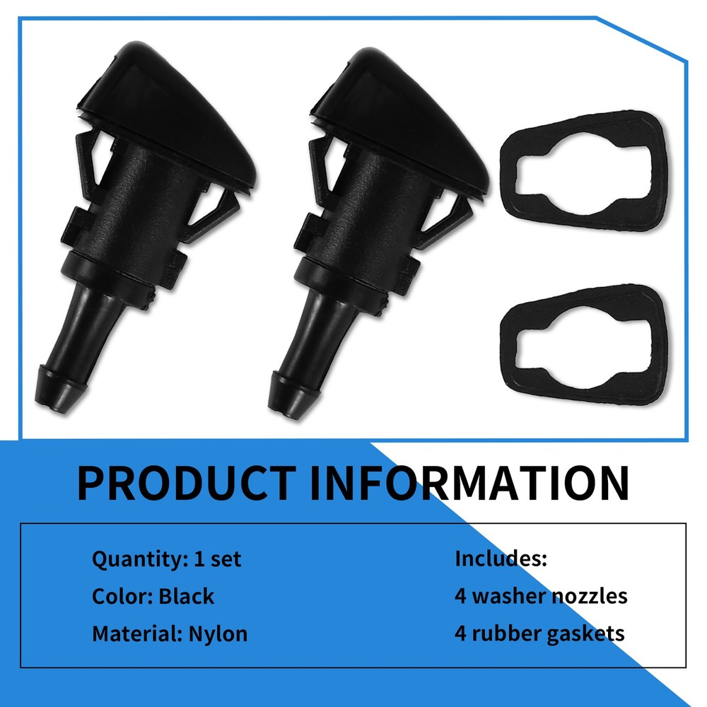4 Pack Front Windshield Washer Nozzles Wiper Kit Replacement for 9864