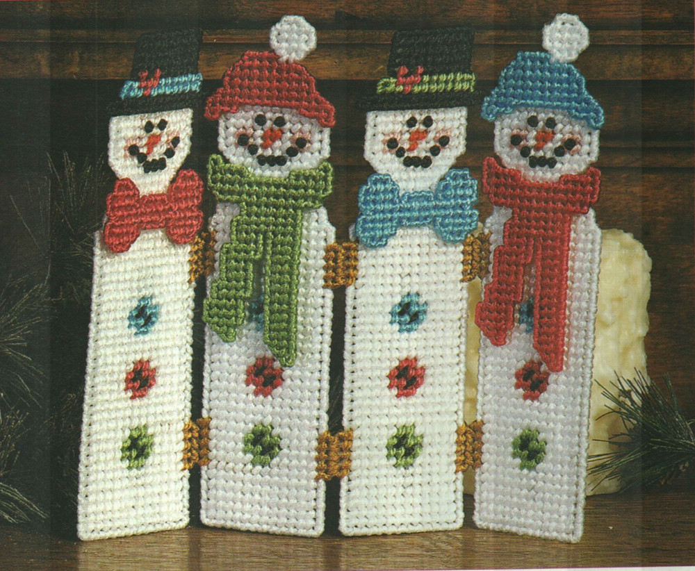 HAPPY SNOW COUPLES SCREEN SNOWMEN CHRISTMAS PLASTIC CANVAS PATTERN INSTRUCTIONS