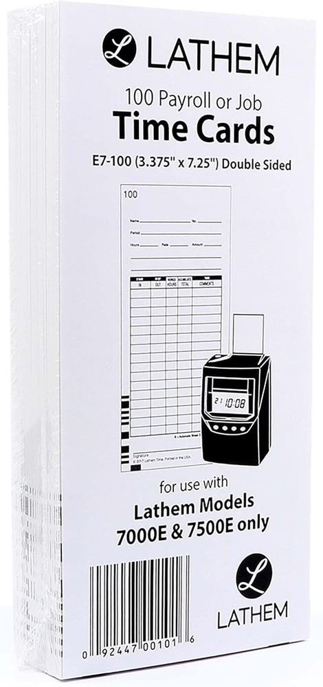Universal Time Clock Cards, 2-Sided Bi-Weekly Format, 100 Pack Numbered, White T