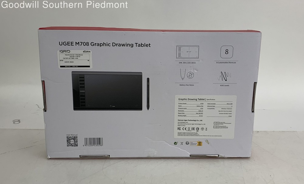 Ugee M708 Graphics Tablet Drawing Tablet with Stylus Bundle - Tested