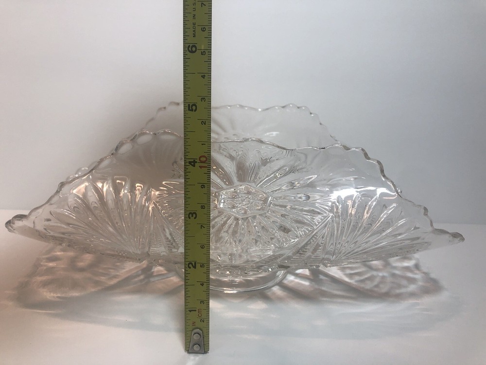 Curved Cut Glass Serving Tray Dish