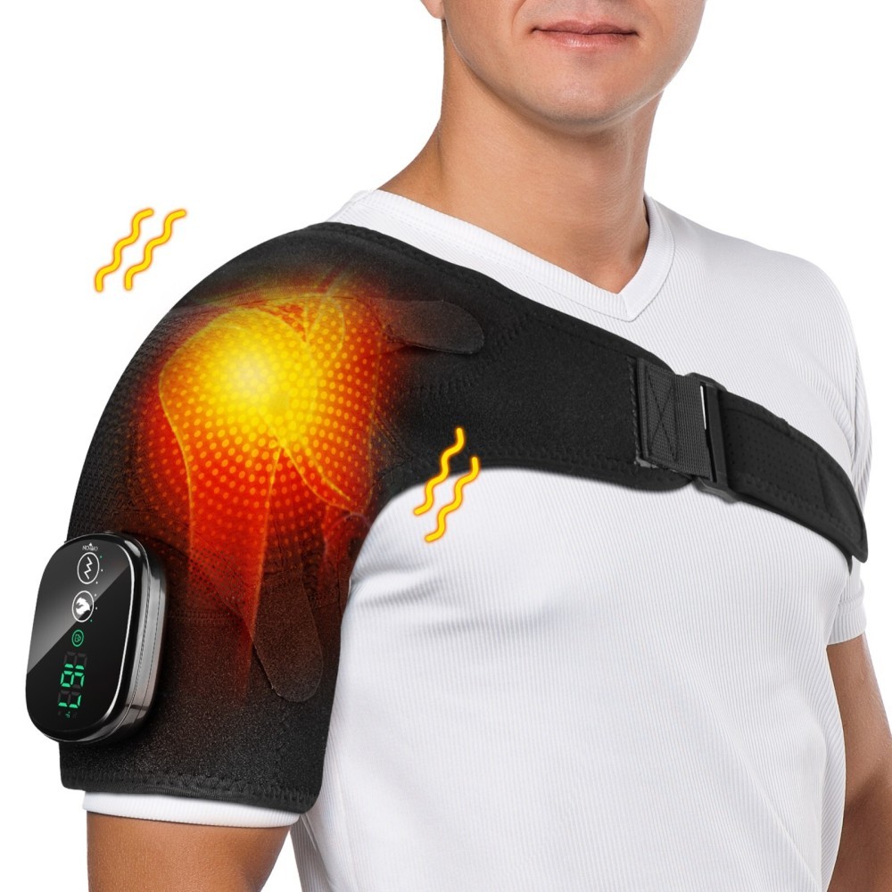 Electric Heated Shoulder Brace Massager Rotator Cuff Support Compression Wrap US