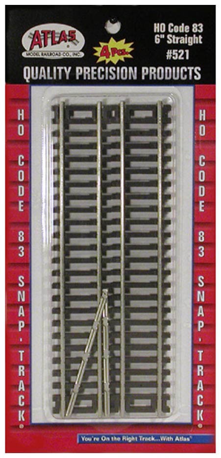 Atlas HO Scale Code 83 6" Straight 4-Pack Model Train Track