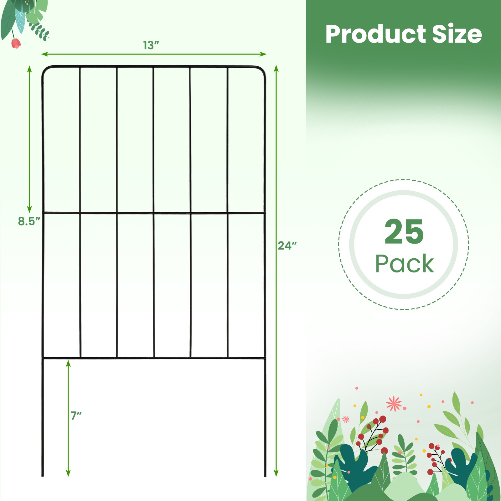 25 Pack Decorative Garden Fence Garden Animal Barrier Fence