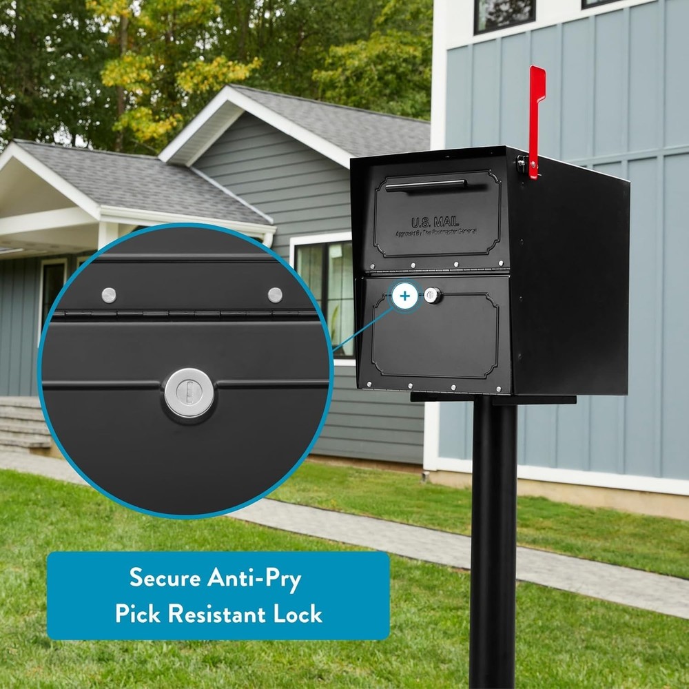 Oasis Classic Locking Post Mount Parcel Mailbox with High Security Reinforced...
