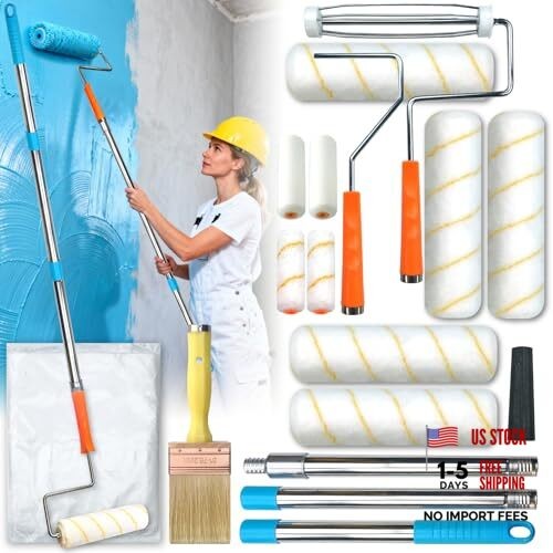 King Origin 16-Piece Paint Roller Kit with Extension 16 Pack, 9" & 4" roller