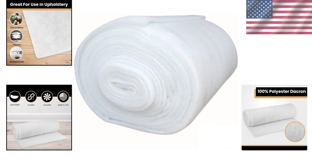 Versatile 48" Dacron Polyester Batting - 5 Yards for Crafting & Upholstery Needs