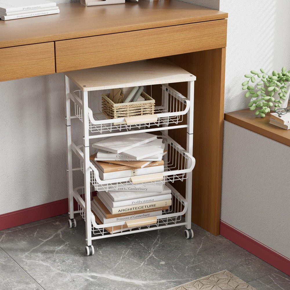 4-Layer Fruit Basket Kitchen Food Storage Organizer and Storage Rack, Stackab...