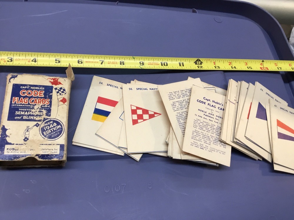 ORIGINAL WWII CAPT NOBLES FLAG CARDS SET 1944 NAVY SEMAPHORE BLINKER