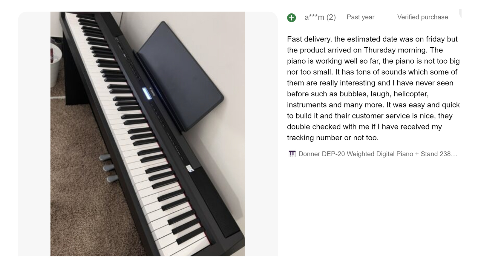 Donner DEP-20 Lite 88-Key Weighted Digital Piano with Stand