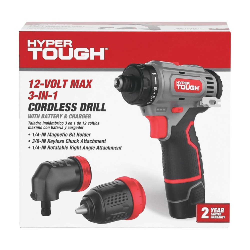 Hyper Tough 12V Max Lithium-Ion 3-in-1 Multi-Head Power Drill Set