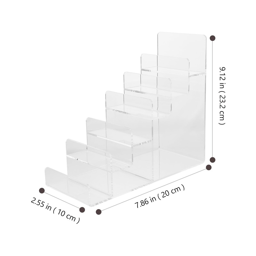 6 Tier Acrylic Trapezoidal Storage Rack Multi-Layer Clear Display Stand for W...