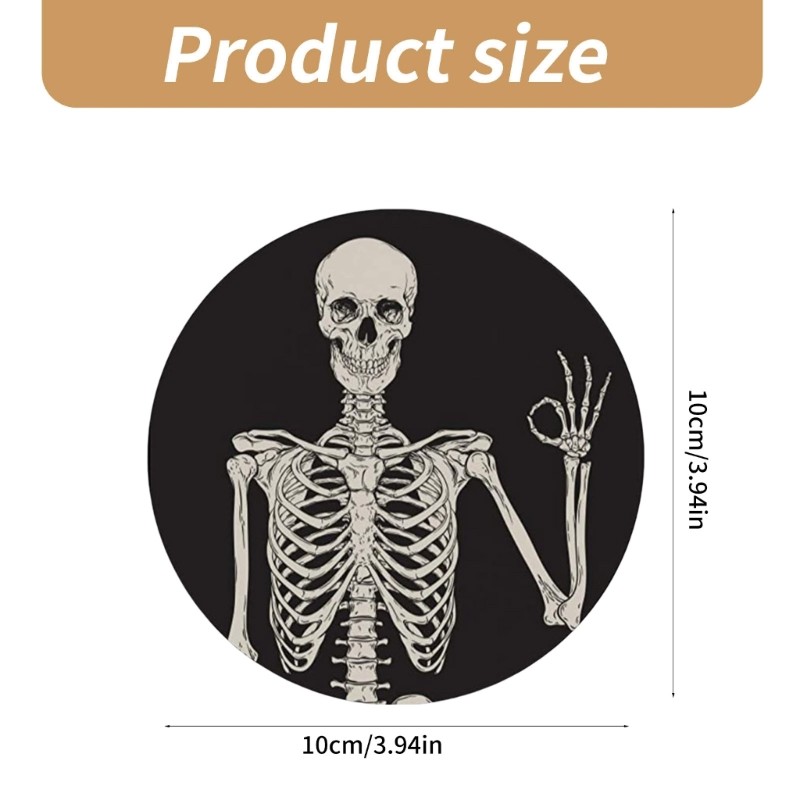 6Pcs Skeleton Skull Pattern Coasters Ceramic Stone Mat Placemats Insulation Pad