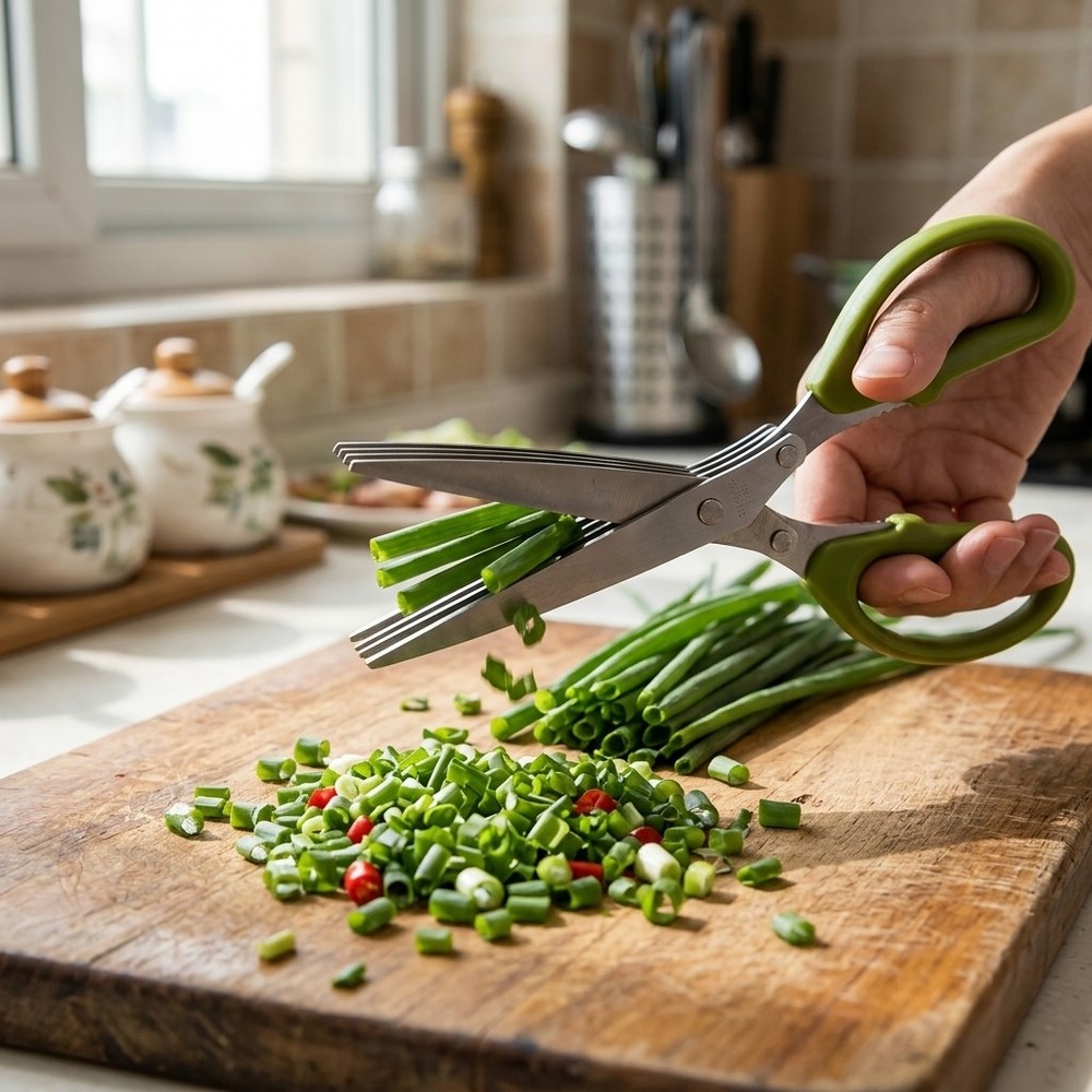 5-Blade Kitchen Scissors Stainless Steel Multi-Layer Herb Cutter Cooking Tool