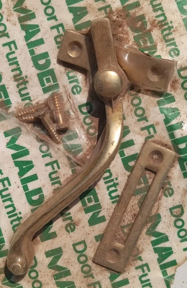Vintage brass Olde Victorian Window Handle Security latch lock security