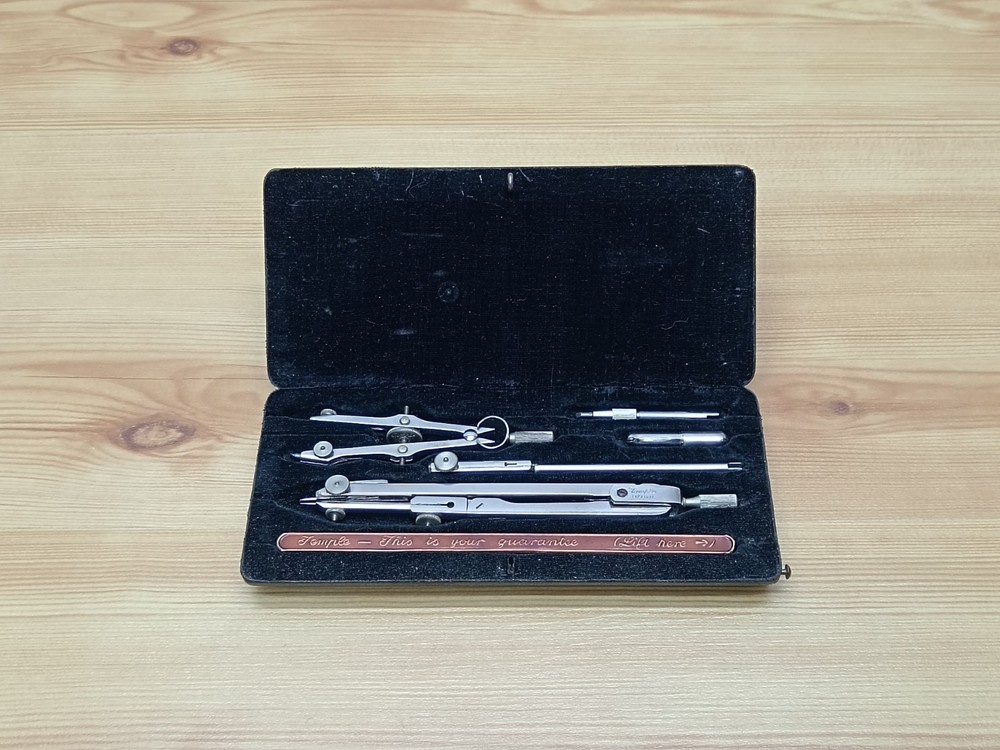 Vintage Temple Instruments Technical Drawing / Draughtsman Set In Case