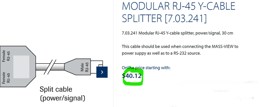 Bronkhorst 7.03.241 Y-Adapter Cable RJ45 Ethernet Splitter WORKING PULL [B9B4]