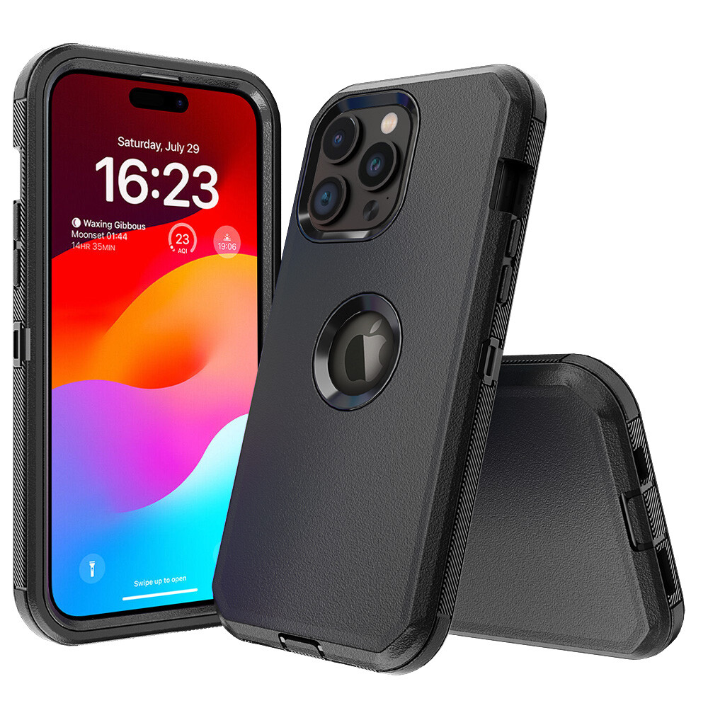 For iPhone 15 Pro Max 15 Case Shockproof Cover+Tempered Glass Screen Protector