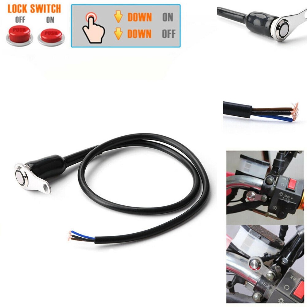 Head Light Fog Light LED Motorcycle Handlebar Switch ON+OFF Mount Push Button C