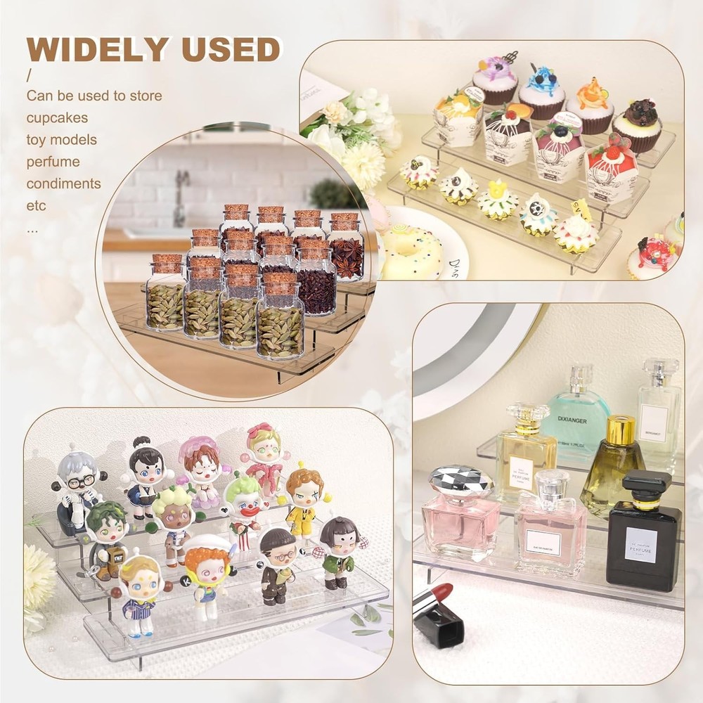 2 Pack 3 Tier Acrylic Stands for Display, 12 inch Clear Display Stand Risers ...