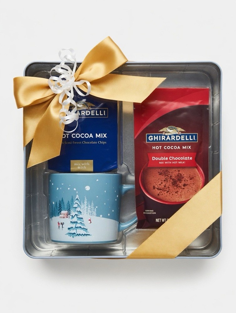 Ghirardelli Hot Cocoa Gift Set Tin With Winter Mug Holiday Gift Basket