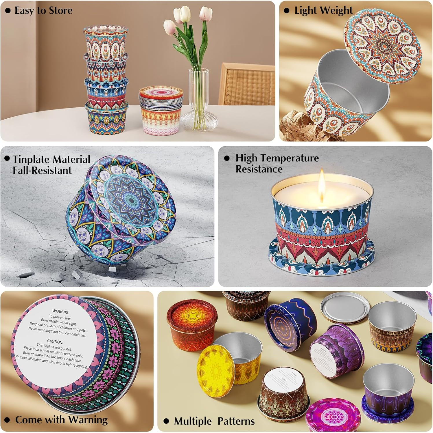 24 Pack Empty Candle Tins 2.2 Oz Metal Containers with Lids for Candle Making