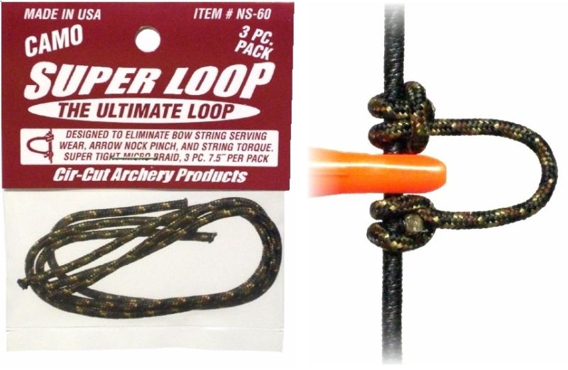 Cir-Cut SUPERLOOP CAMO PREMIUM RELEASE Bowstring NOCKING LOOP Archery Bow 3 PCS