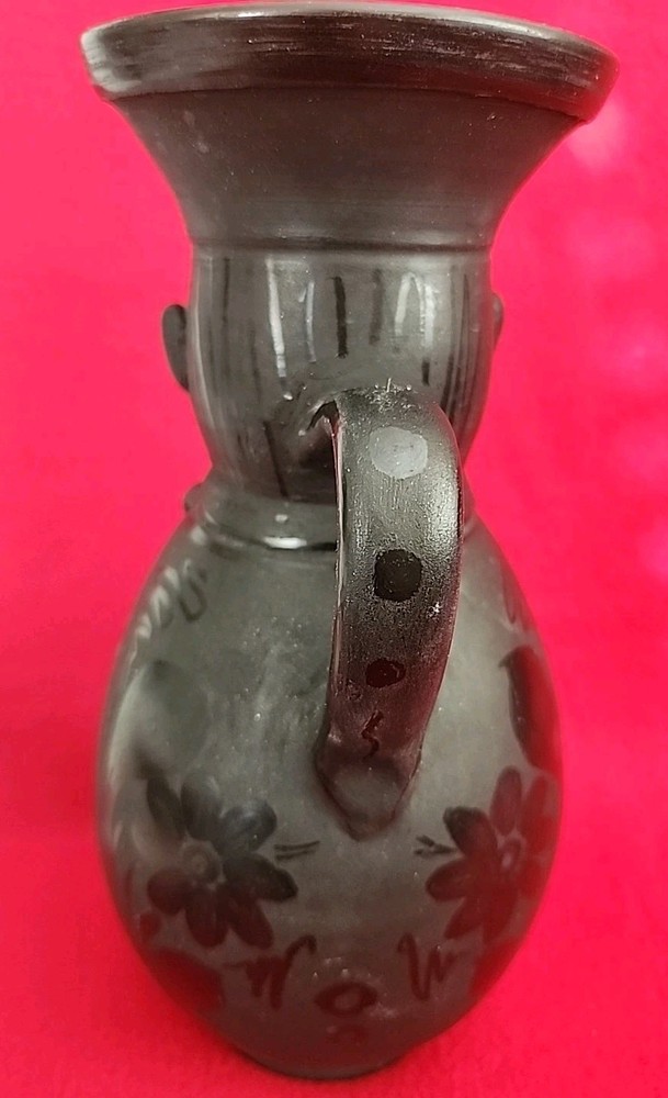 Anthropomorphic Black Glazed Terracotta Servant Uniform Pitcher Planter Signed