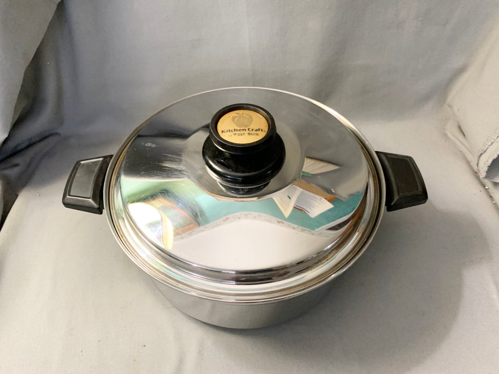 Vintage Kitchen Craft Stainless Steel 5 Qt Stock Pot With Vented Lid Made In USA