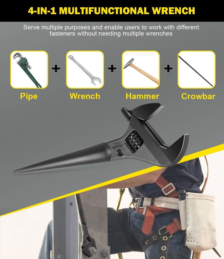 Tools 3227 Extra Wide Adjustable Wrench Construction Spud Wrench