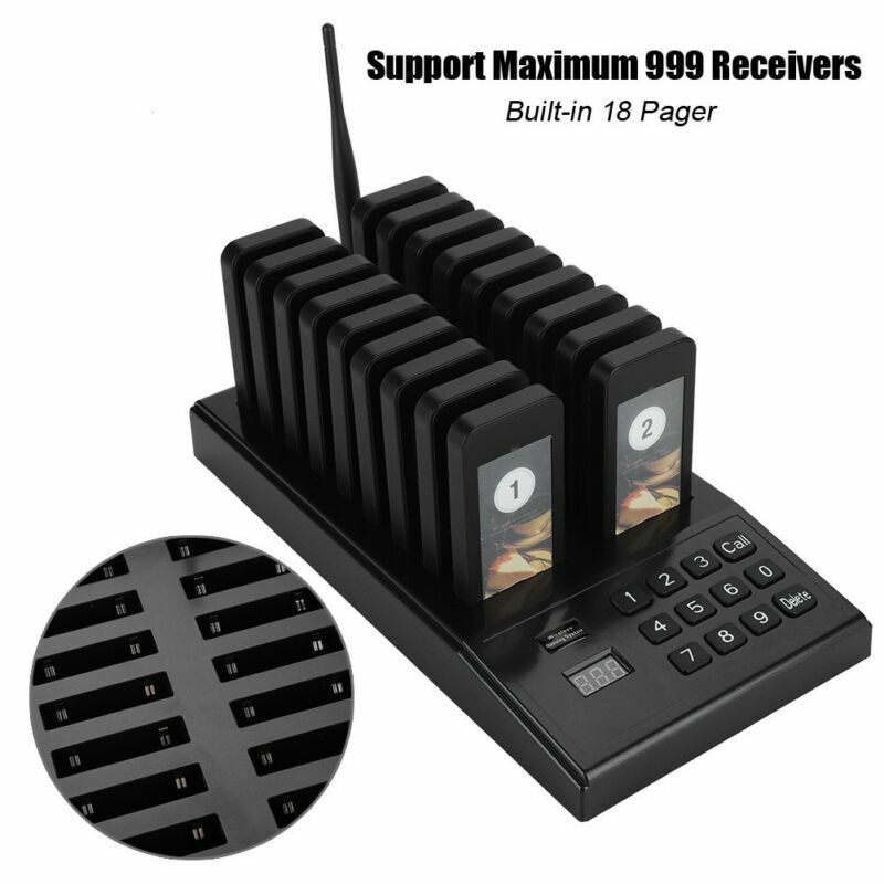 Restaurant Coaster Guest Call Wireless Queuing Paging Calling System+18 Pagers