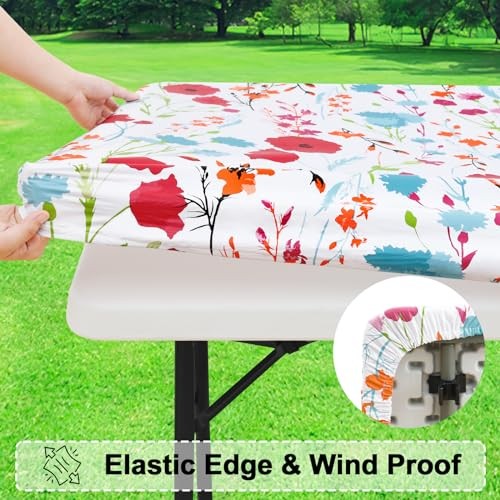 Rectangle Vinyl Tablecloth, Fitted Table 72" x 30" (Rectangular) Off White