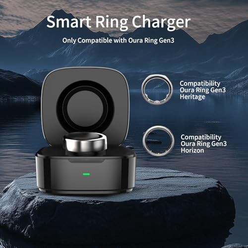 Wireless Charging Case Compatible with Oura Ring Gen 3 Size 7 Black - Gen3