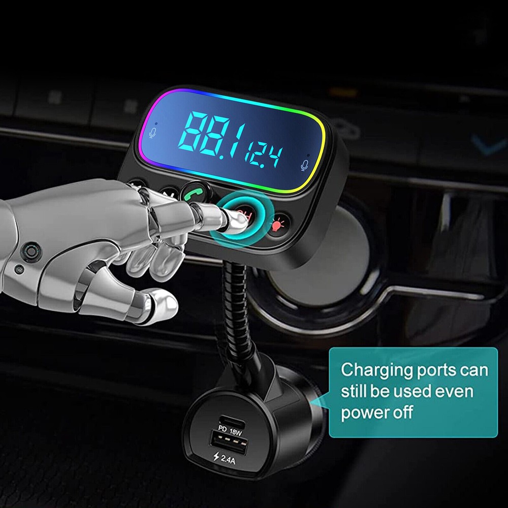 Bluetooth Adapter for Car, Wireless FM Radio Transmitter - Car Pd Charger