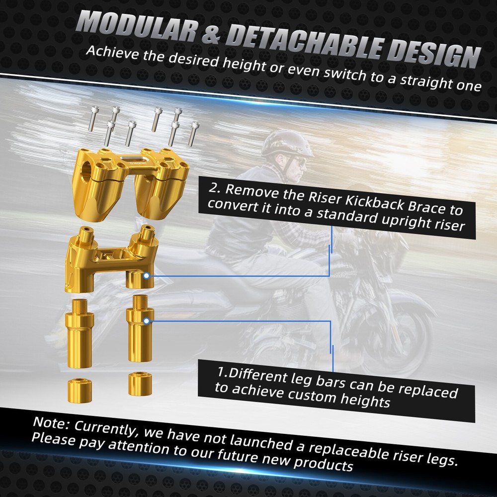 CNC Handlebar Risers Modular Risers Clamp for Harley Dyna Low Rider FXLR 93-94