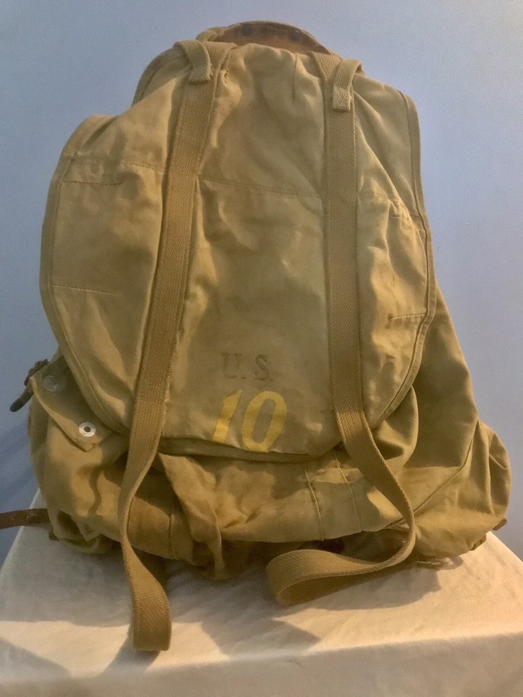 WWII US Army M1941 10th Mountain Division Backpack Rucksack & Frame w/10 on Face